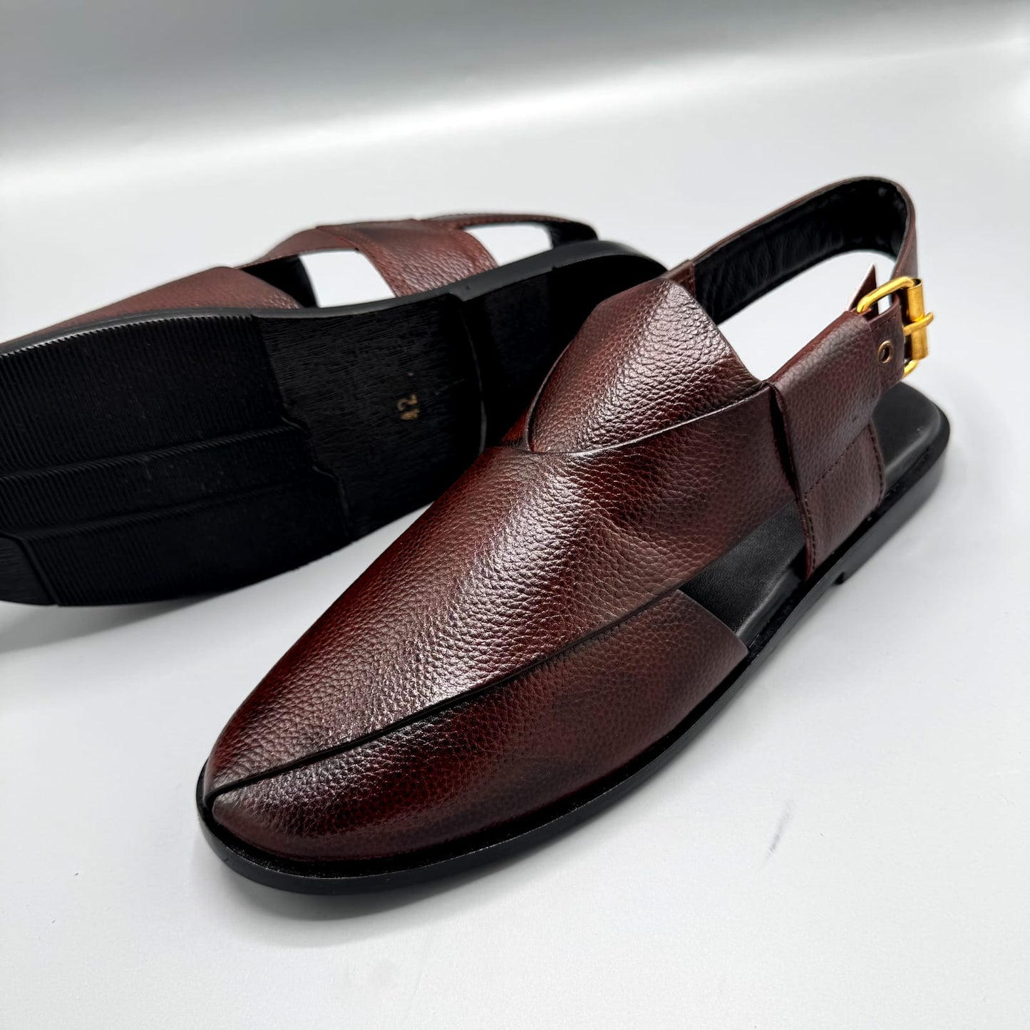 winter brown dotted leather