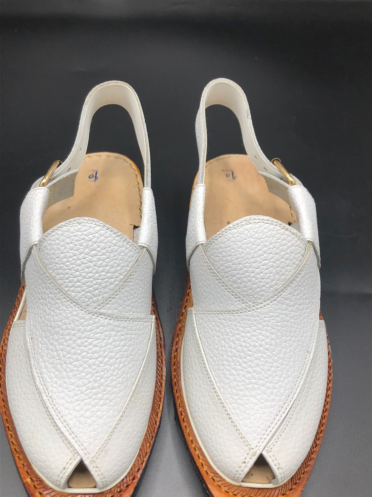 Norozi White Peshawari Chappals