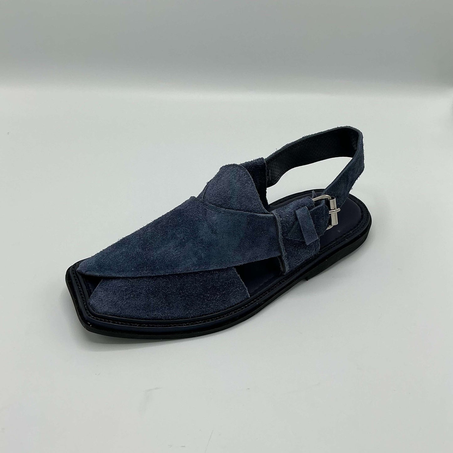 Sued Blue Peshawari Chappals – Pure Leather Craftsmanship with a Modern Edge