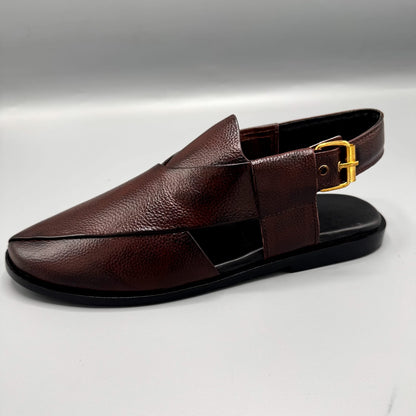 winter brown dotted leather
