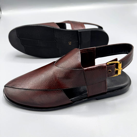 winter brown dotted leather