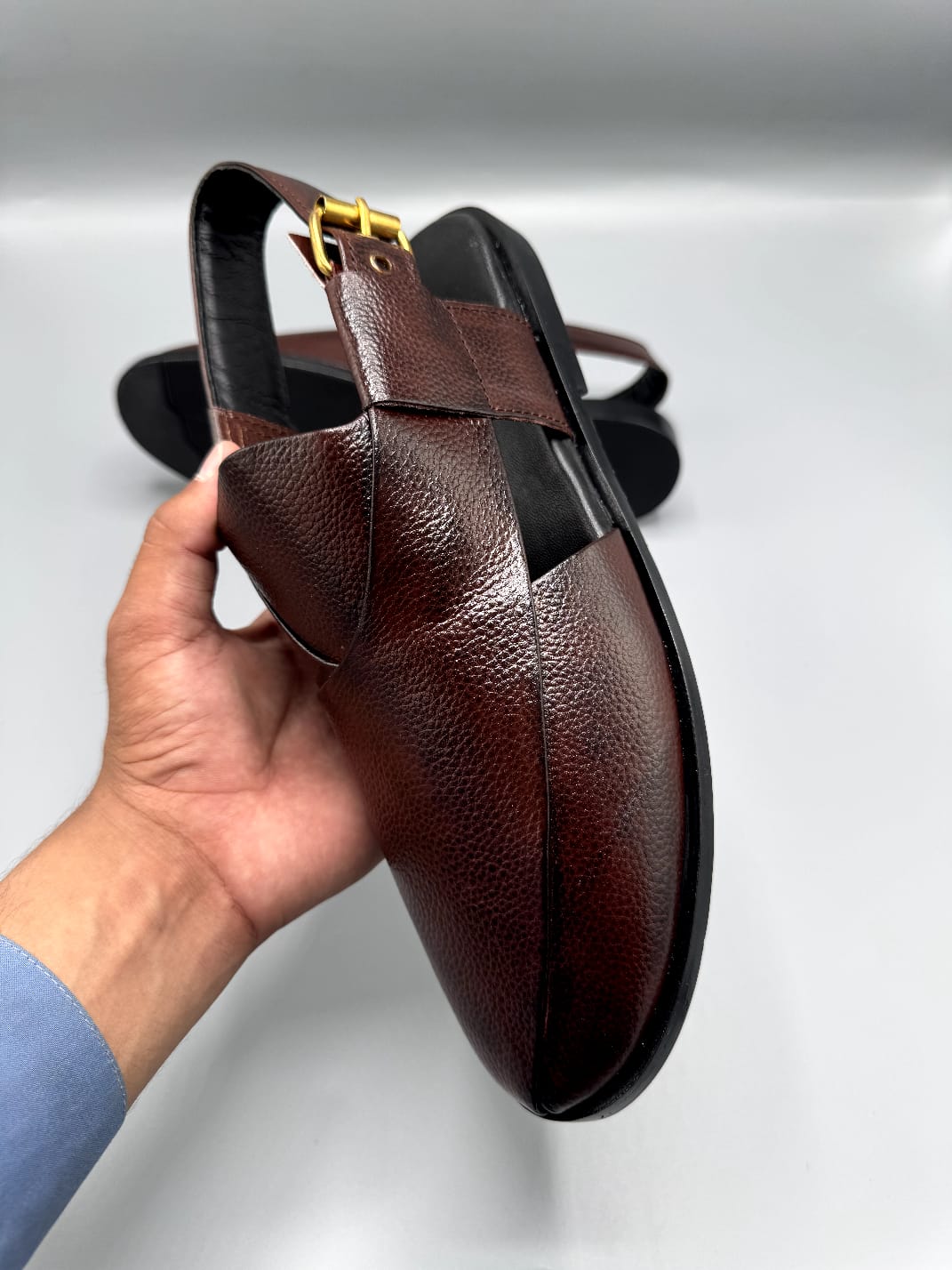 winter brown dotted leather