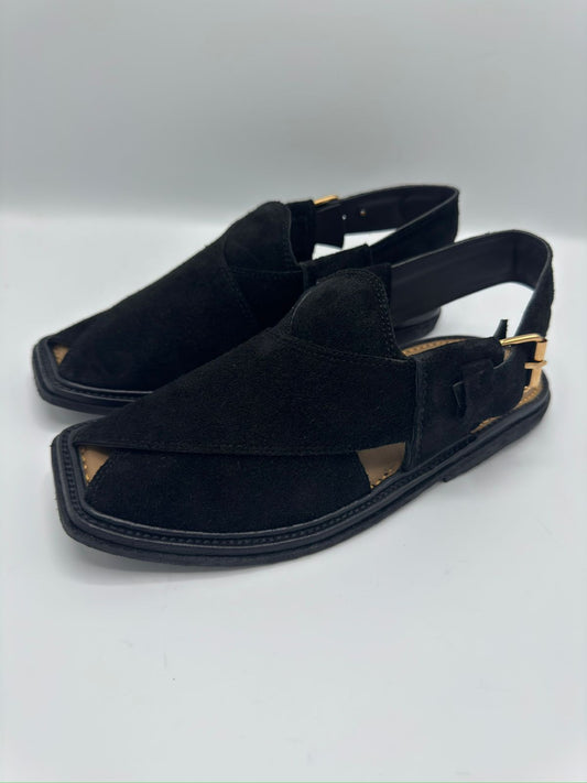 Genuine Saabr – Black Handmade Peshawari Chappal | Hunar Store Exclusive