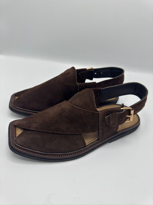 Genuine Saabr – Dark Brown Handmade Peshawari Chappal | Midnight Earth Edition