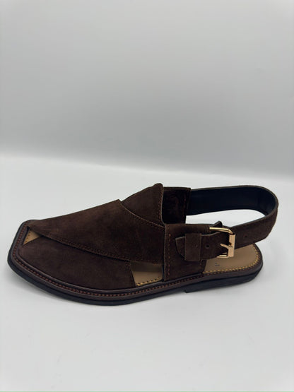 Genuine Saabr – Dark Brown Handmade Peshawari Chappal | Midnight Earth Edition